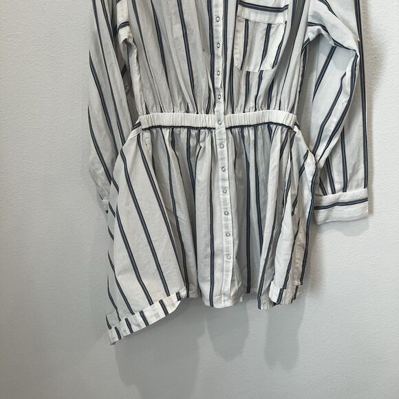 Free People High Vibrations Shirt Dress Wrap Skirt Belted Medium Striped Preppy - Picture 6 of 10